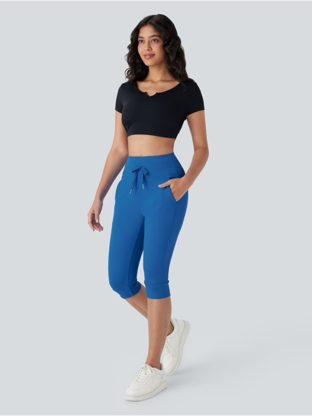 Halara SoftlyZero Capri Leggings Small High Waisted Drawstring Pockets NWT